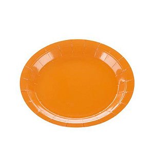 Prato de Papel Liso 18cm Laranja - 10 Un