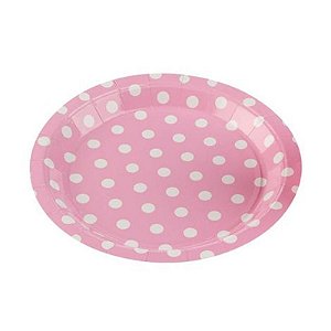 Prato Papel Poá Rosa Bebê - 10 unidades