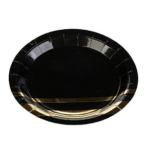 Prato Listras Preto e Dourado - 10 Un