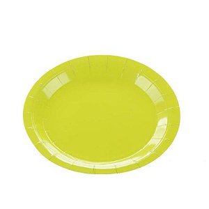 Prato de Papel Liso 18cm Verde Limão - 10 Un