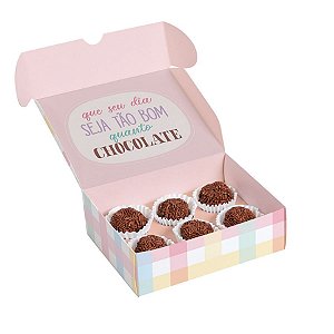 Caixa Para 6 Brigadeiros Lembrei de Você 13x10,6x4,5cm - 100 Un
