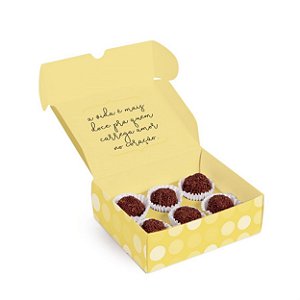 Caixa Para 6 Brigadeiros Que Seja Doce Amarelo 13x10,6x4,5cm - 100 Un