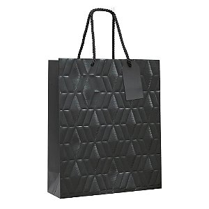 Sacola Premium com Relevo Preto M 26x31x10cm - 10 Un