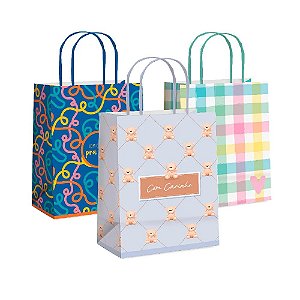 Sacola de Papel Sortido Bebê Infantil M 26x19,5x9,5cm - 10 Un