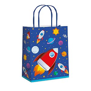 Sacola de Papel Foguete Cósmico M 26x19,5x9,5cm - 10 Un