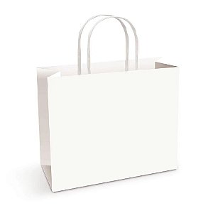 Sacola de Papel Horizontal Liso Branco M 22x30x9cm - 50 Un