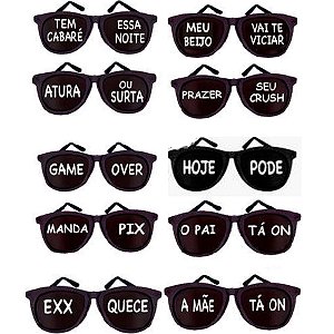 Óculos New Wave Preto Frases Diversas - 1 Un