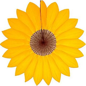 Enfeite de Papel Margarida Primavera Amarelo Ouro com Marrom - 1 Un
