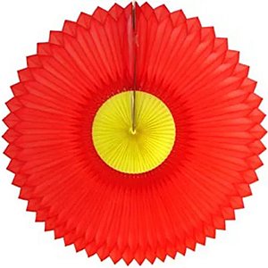 Enfeite de Papel Girassol 42cm Vermelho com Amarelo - 1 Un