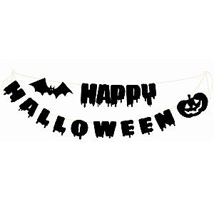 Bandeirola Artesanal Cartonada Escrita Happy Halloween 2,8 Metros - 1 Un