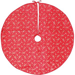 Saia Para Árvore de Natal Estampado Pinheiro Vermelho 100x100cm - 1 Un