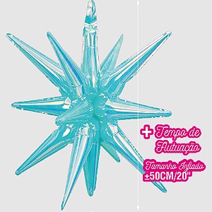Balão Metalizado Estrela 12 Pontas Furta Cor Azul 23" - 1 Un