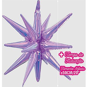 Balão Metalizado Estrela 12 Pontas Roxo 23" - 1 Un