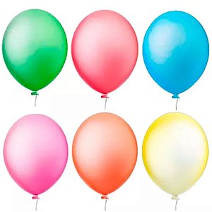 Balão Látex Neon Redondo 5" Liso Sortido - 50 Un
