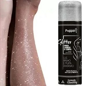 Spray de Glitter Para Corpo e Cabelo 135ml - Prata - 1 Un