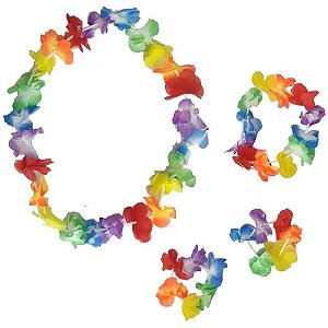Kit Havaiano - Colar, Tiara e Braceletes