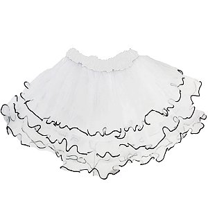 Saia de Tule Especial 30cm Branca com Detalhe Preto