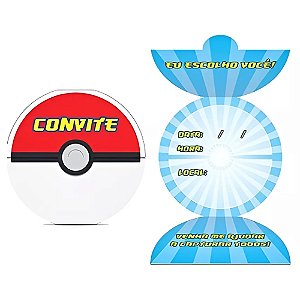 Convite de Aniversário Pocket Monsters - 8 Un