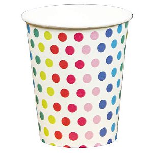Copo de Papel 270ml Poá Colorido - 10 Un