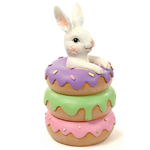 Coelho Decorativo de Resina com Donuts Pastries 30,5cm - 1 Un