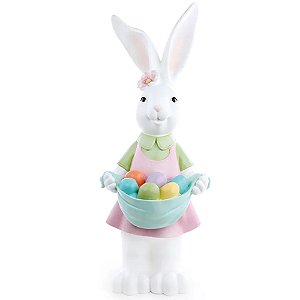 Coelha Decorativa de Resina com Cesta de Ovos Cute Family 70cm - 1 Un