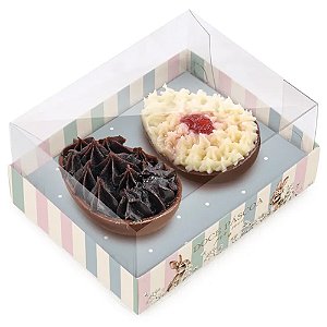 Caixa Horizonte Para 2 Meio Ovo 50g 10,5x8x5cm Doce Páscoa - 6 Un