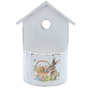 Cachepot Madeira Casa Coelho Branco M 26x19,5x8,5cm - 1 Un