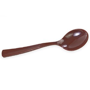Colher Plástica de Chá Liso Marrom 12,5cm - 50 Un