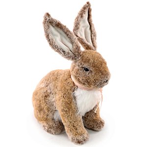 Coelho Decorativo de Tecido Sentado com Laço e Arranjo Pão Mel 31cm - 1 Un