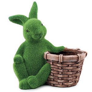 Coelho Decorativo de Tecido Grama Sentado com Cesta Mesh 34cm - 1 Un