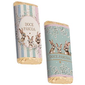 Kit Embalagem com Cinta Doce Páscoa Composê para Tablete 150g - 10 Un