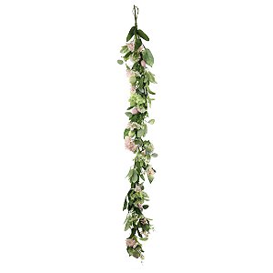 Galho Longo com Flores e Ovos Fondant 68cm Verde Escuro/Rosa - 1 Un