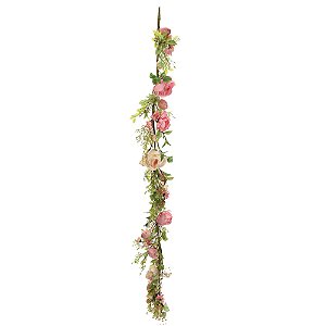 Galho Longo com Flores e Ovos Fondant 1,70 Metros Verde/Rosa - 1 Un
