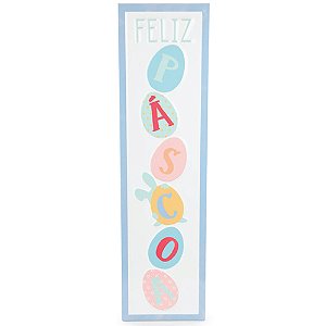 Quadro Decorativo Feliz Páscoa Ovos 66x17,8cm - 1 Un