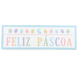 Quadro Decorativo Feliz Páscoa Ovos 17,8x55,9cm - 1 Un