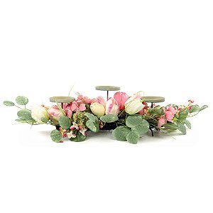 Porta Vela com Flores e Ovos Fondant 68x24x12cm - 1 Un