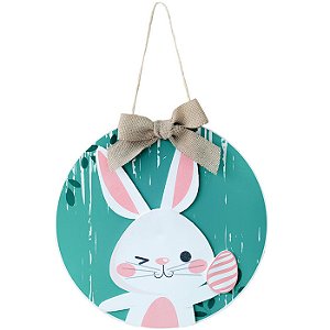 Placa Decorativa em MDF Coelhinho da Páscoa 30cm - 1 Un