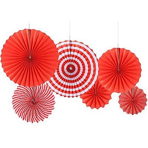 Kit Enfeite de Papel Composê Vermelho - 6 Peças