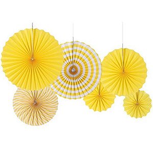 Kit Enfeite de Papel Composê Amarelo - 6 Peças