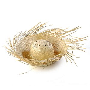 Kit Chapéu Caipira de Palha Adulto Desfiado M - 12 Un