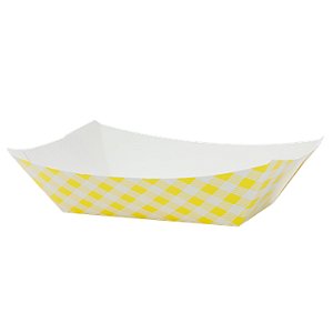 Bandeja de Papel Dobrável Xadrez Junina 14,5cm Amarela - 10 Un