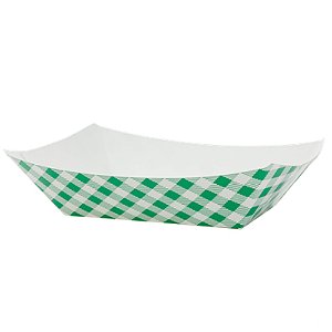 Bandeja de Papel Dobrável Xadrez Junina 14,5cm Verde - 10 Un
