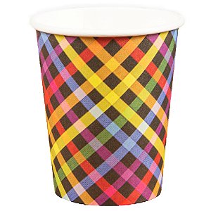 Copo de Papel 270ml Xadrez Color Junina - 10 Un