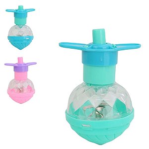 Lembrancinha Infantil - Pião com Luz e Lançador Color 02 Peças - 1 Un