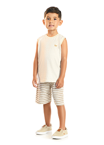 Conjunto Meia Malha Linho / Moletinho Listrado