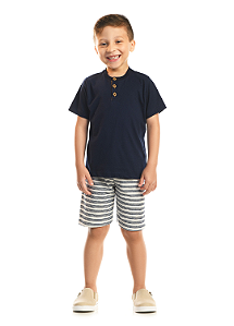 Conjunto Meia Malha / Moletinho Listrado