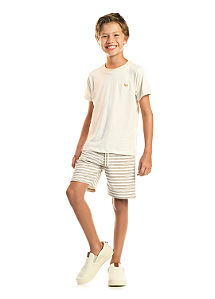 Conjunto Meia Malha Linho / Moletinho Listrado