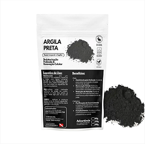 Argila preta em pó 200g - Bio Ilha