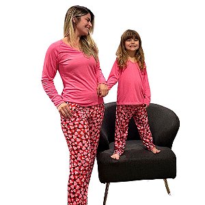 Pijama de Viscose Vivíssima Acácia Rosa Infantil