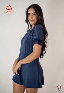 Camisetão Lau Vivíssima em Viscose com Renda Azul